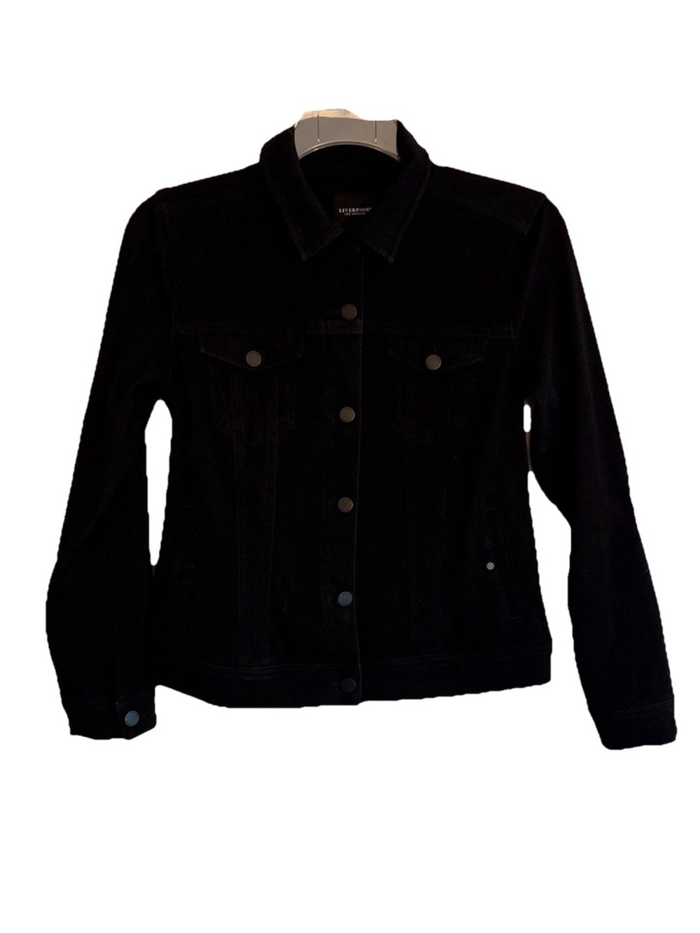Liverpool Los Angeles Womens Black Stretch Denim Trucker Jacket Size Small